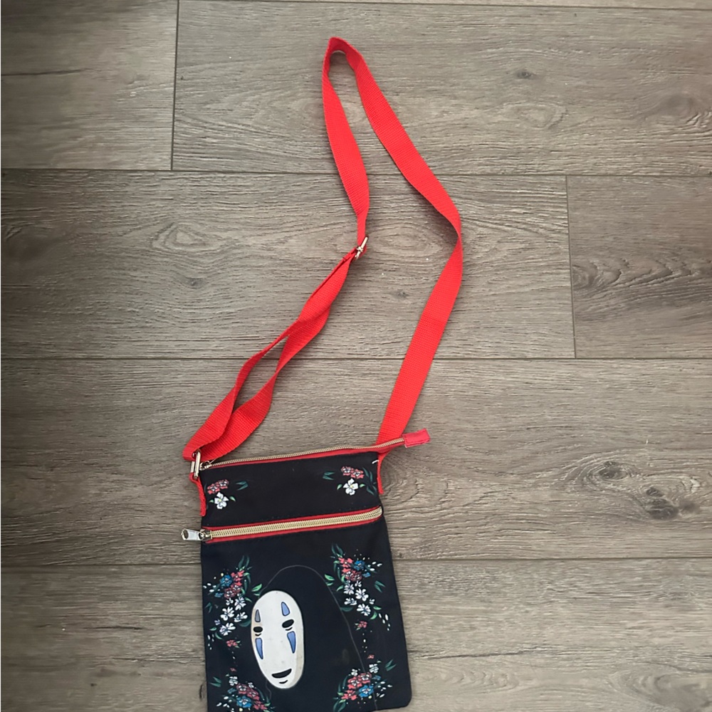 Floral Crossbody Bag with Red Strap